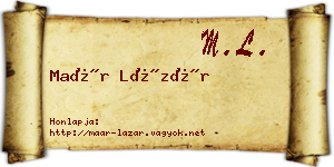 Maár Lázár névjegykártya